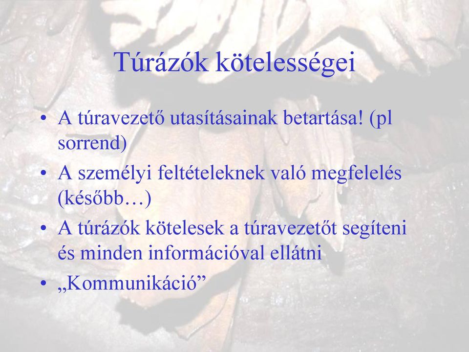 (pl sorrend) A személyi feltételeknek való