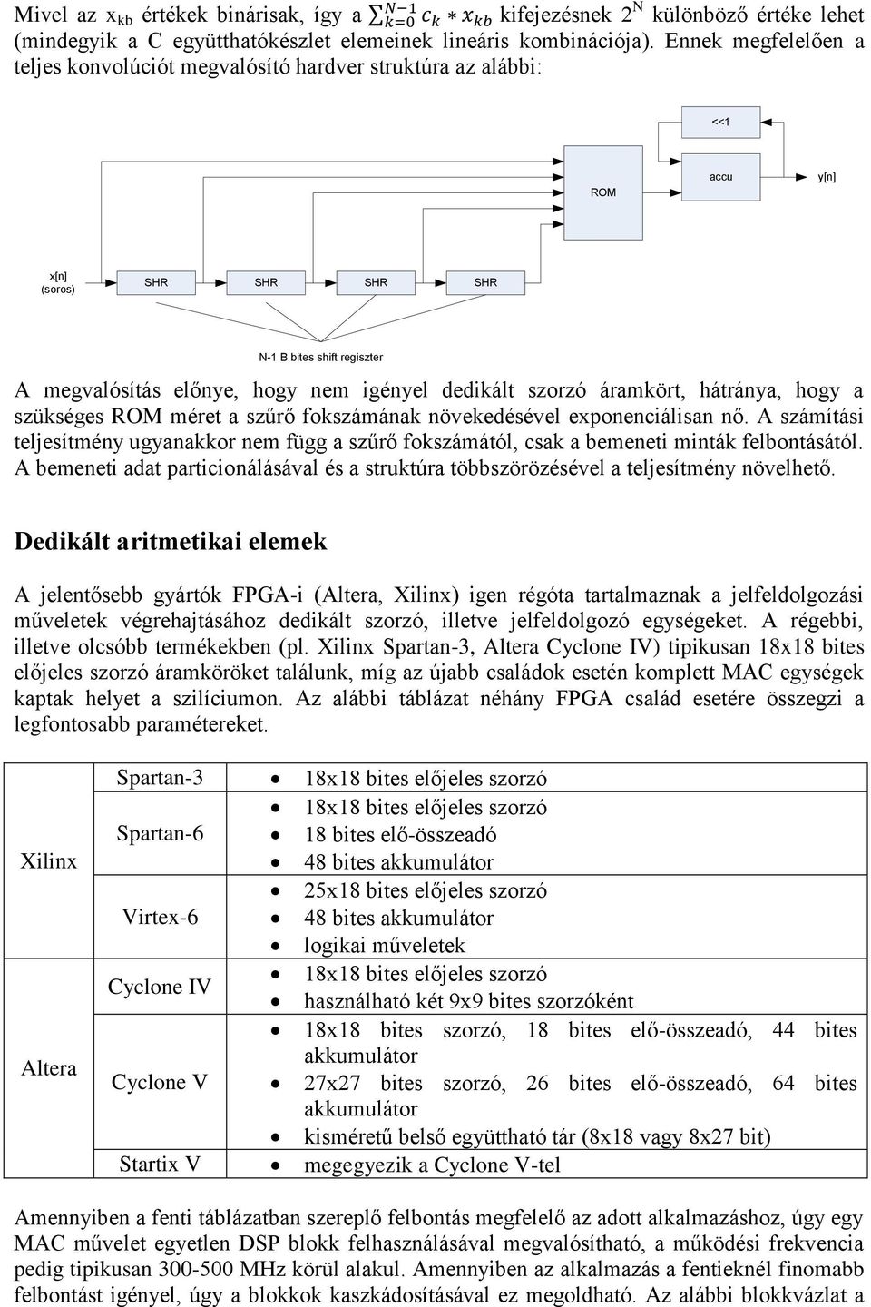 szorzó áramkört, hátránya, hogy a szükséges méret a szűrő fokszámának növekedésével exponenciálisan nő.