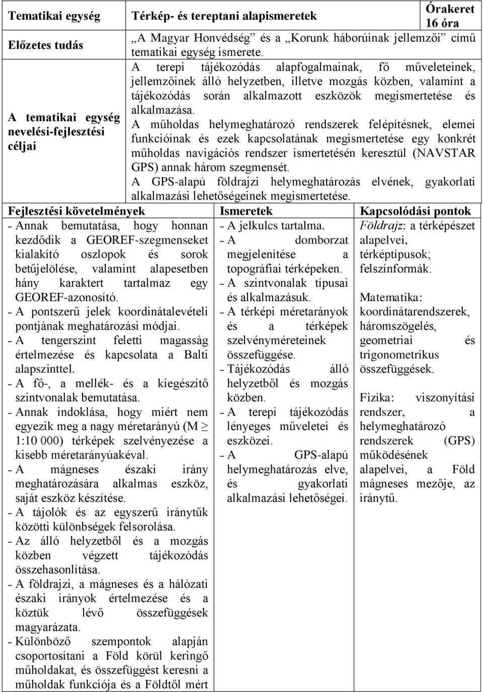 A műholdas helymeghatározó rendszerek felépítésnek, elemei funkcióinak és ezek kapcsolatának megismertetése egy konkrét műholdas navigációs rendszer ismertetésén keresztül (NAVSTAR GPS) annak három