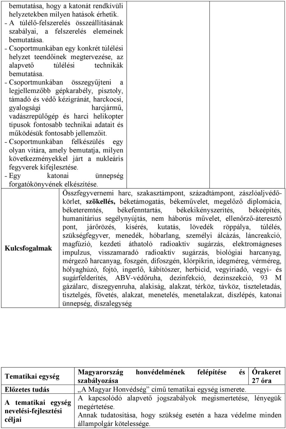 Csoportmunkában összegyűjteni a legjellemzőbb gépkarabély, pisztoly, támadó és védő kézigránát, harckocsi, gyalogsági harcjármű, vadászrepülőgép és harci helikopter típusok fontosabb technikai