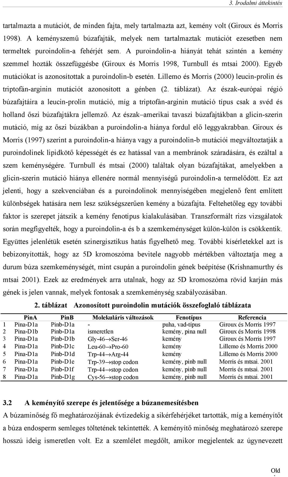 A puroindolin-a hiányát tehát szintén a kemény szemmel hozták összefüggésbe (Giroux és Morris 1998, Turnbull és mtsai 2000). Egyéb mutációkat is azonosítottak a puroindolin-b esetén.