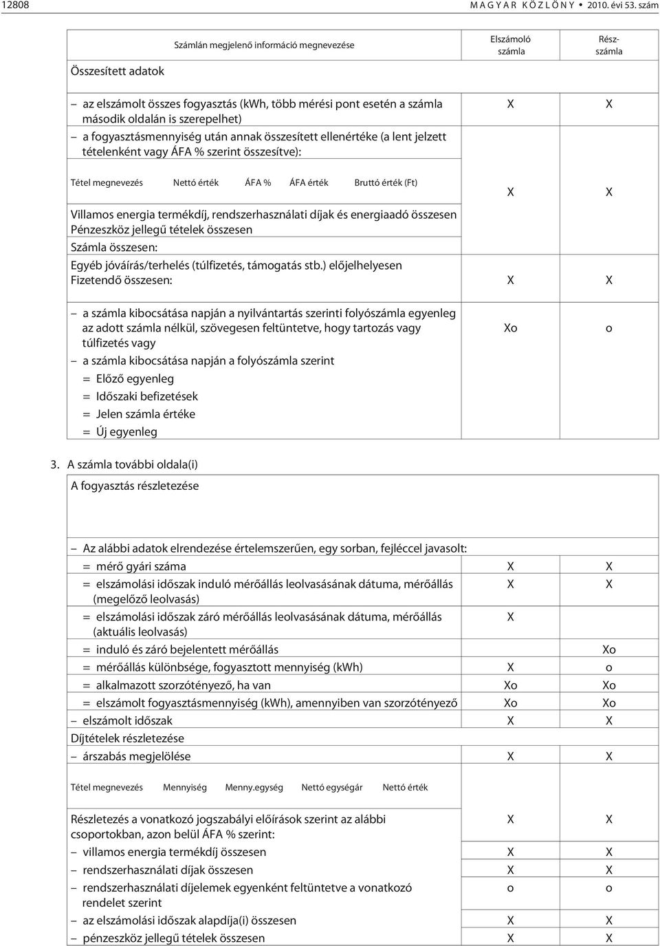 fogyasztásmennyiség után annak összesített ellenértéke (a lent jelzett tételenként vagy ÁFA % szerint összesítve): Tétel megnevezés Nettó érték ÁFA % ÁFA érték Bruttó érték (Ft) Villamos energia