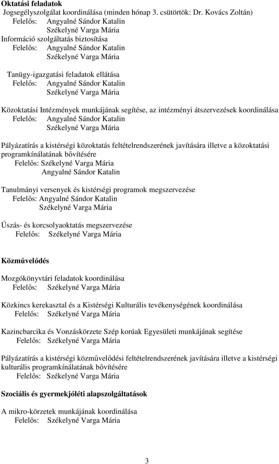 közoktatás feltételrendszerének javítására illetve a közoktatási programkínálatának bıvítésére Tanulmányi versenyek és kistérségi programok megszervezése Úszás- és korcsolyaoktatás megszervezése