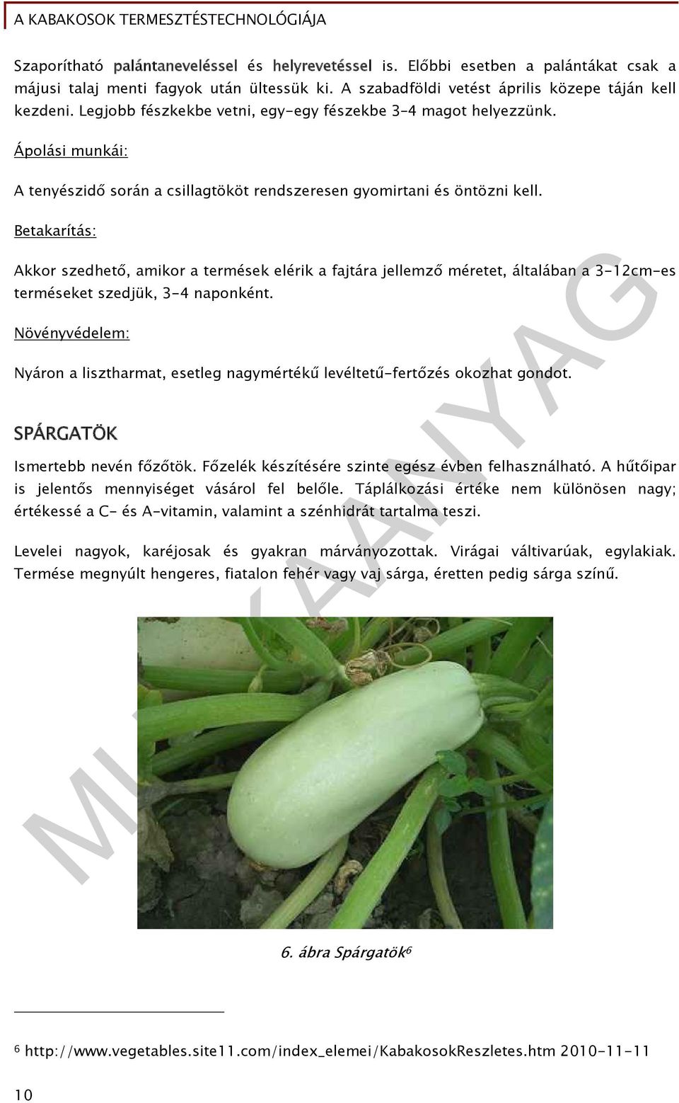 Betakarítás: Akkor szedhető, amikor a termések elérik a fajtára jellemző méretet, általában a 3-12cm-es terméseket szedjük, 3-4 naponként.