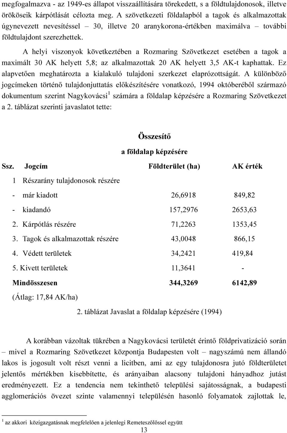 A helyi viszonyok következtében a Rozmaring Szövetkezet esetében a tagok a maximált 30 AK helyett 5,8; az alkalmazottak 20 AK helyett 3,5 AK-t kaphattak.