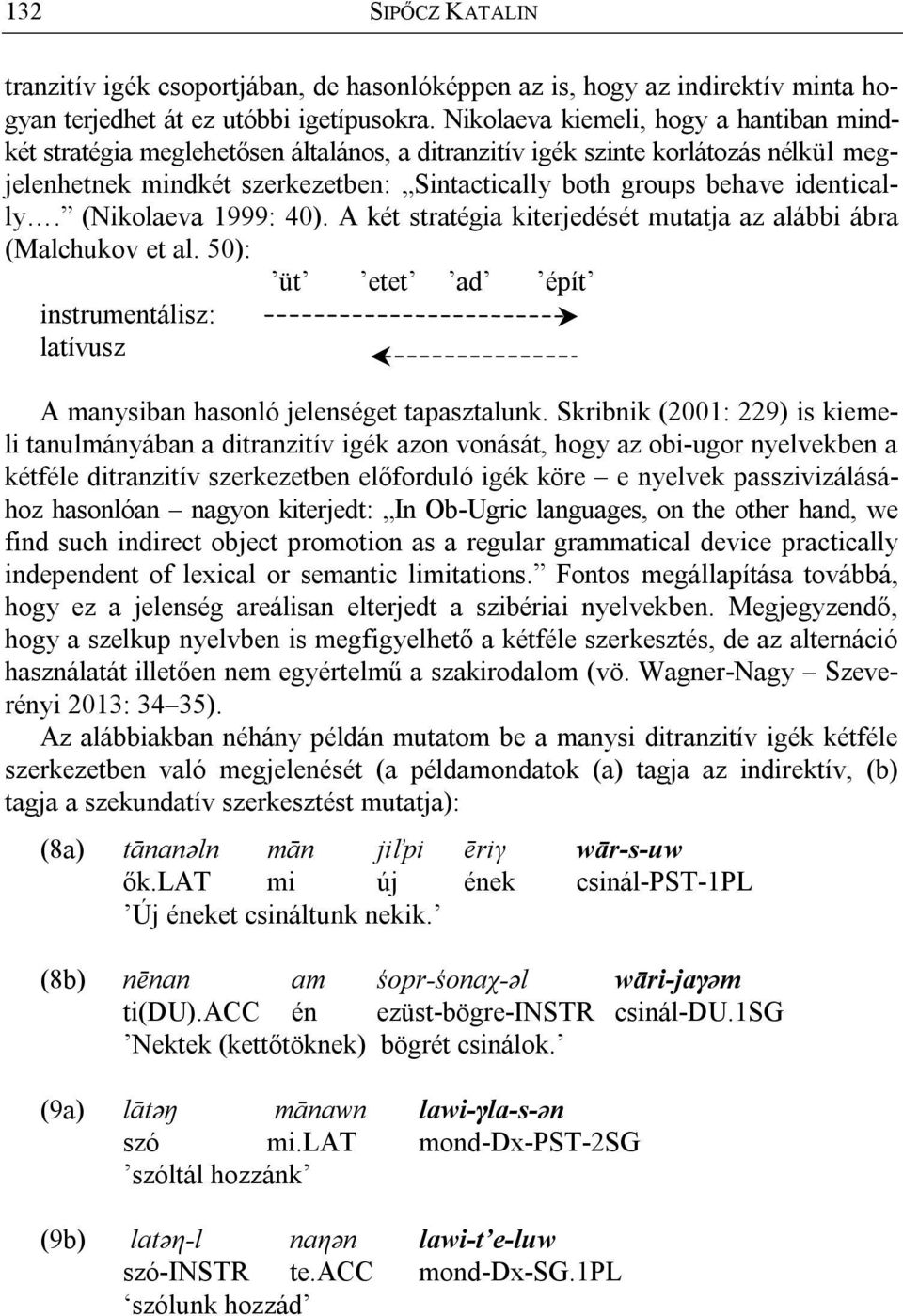 identically. (Nikolaeva 1999: 40). A két stratégia kiterjedését mutatja az alábbi ábra (Malchukov et al. 50): üt etet ad épít instrumentálisz: latívusz A manysiban hasonló jelenséget tapasztalunk.