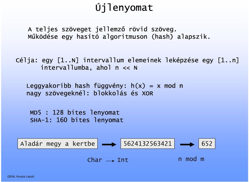 .N] intervallum elemeinek leképz pzése egy [1.