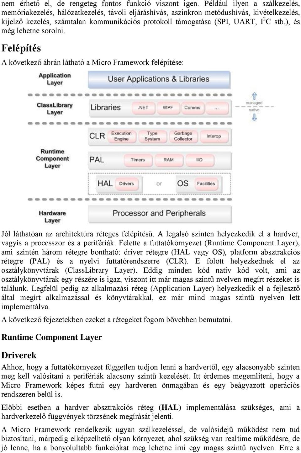 C stb.), és még lehetne sorolni. Felépítés A következő ábrán látható a Micro Framework felépítése: Jól láthatóan az architektúra réteges felépítésű.