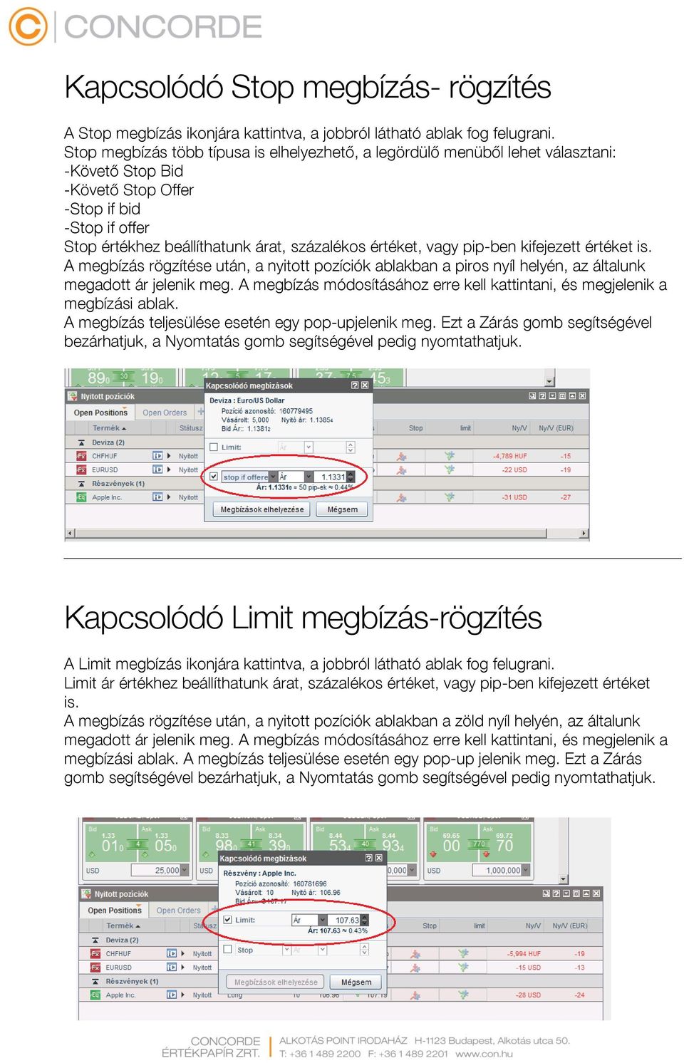 vagy pip-ben kifejezett értéket is. A megbízás rögzítése után, a nyitott pozíciók ablakban a piros nyíl helyén, az általunk megadott ár jelenik meg.