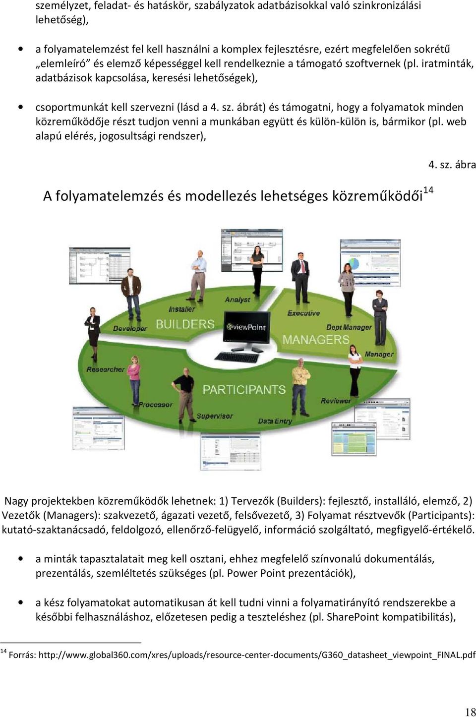 web alapú elérés, jogosultsági rendszer), A folyamatelemzés és modellezés lehetséges közreműködői 14 4. sz.