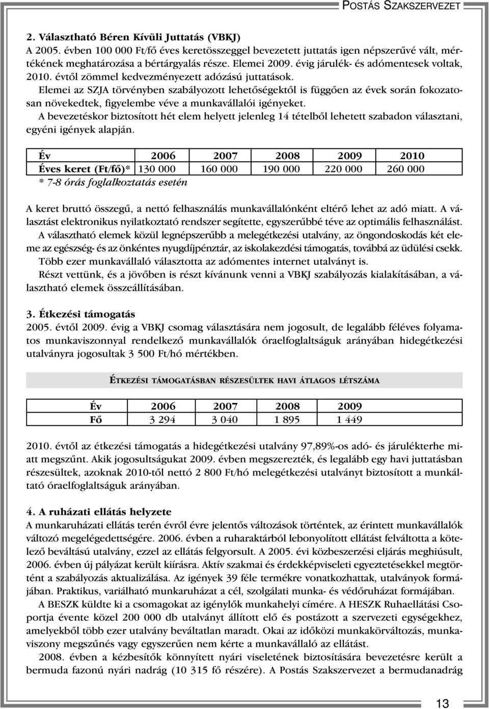 Elemei az SZJA törvényben szabályozott lehetõségektõl is függõen az évek során fokozatosan növekedtek, figyelembe véve a munkavállalói igényeket.