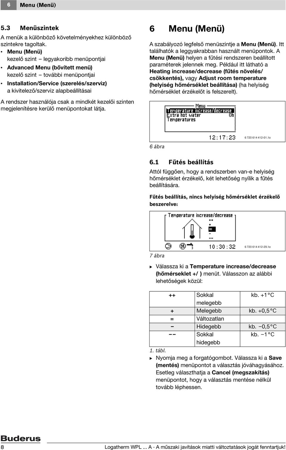 használója csak a mindkét kezelői szinten megjelenítésre kerülő menüpontokat látja. 6 Menu (Menü) A szabályozó legfelső menüszintje a Menu (Menü). Itt találhatók a leggyakrabban használt menüpontok.