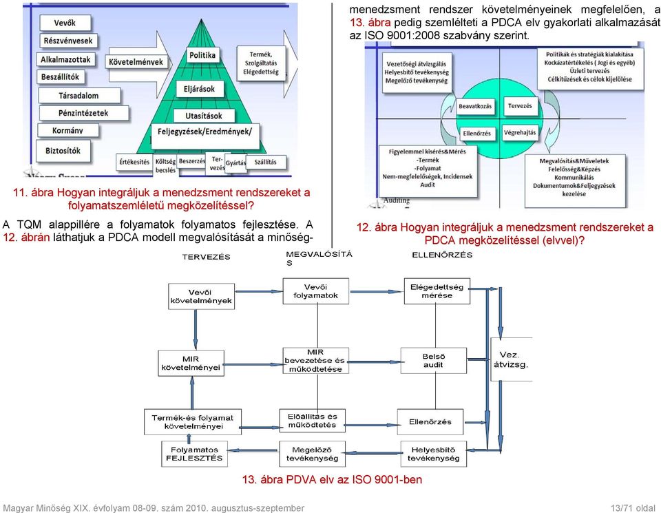 ábra pedig szemlélteti a PDCA elv gyakorlati alkalmazását az ISO 9001:2008 szabvány szerint. 11.