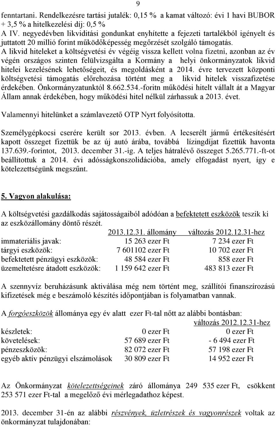 A likvid hiteleket a költségvetési év végéig vissza kellett volna fizetni, azonban az év végén országos szinten felülvizsgálta a Kormány a helyi önkormányzatok likvid hitelei kezelésének