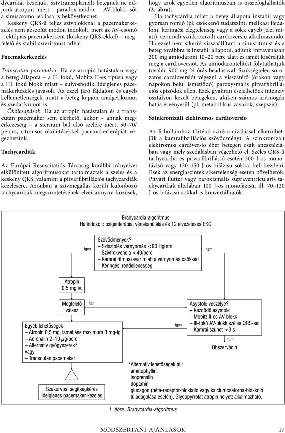 Pacemakerkezelés Transcutan pacemaker. Ha az atropin hatástalan vagy a beteg állapota a II. fokú, Mobitz II-es típusú vagy a III. fokú blokk miatt súlyosbodik, ideiglenes pacemakerkezelés javasolt.