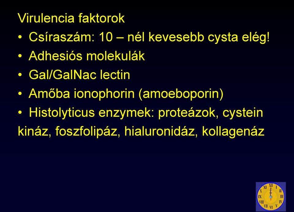 ionophorin (amoeboporin) Histolyticus enzymek: