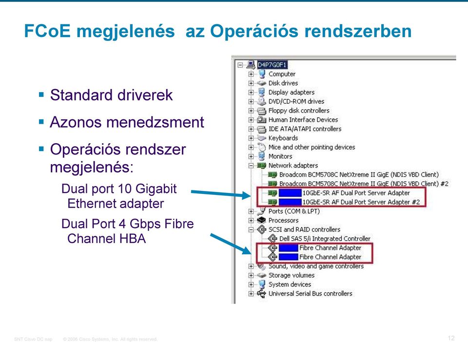 Operációs rendszer megjelenés: Dual port 10