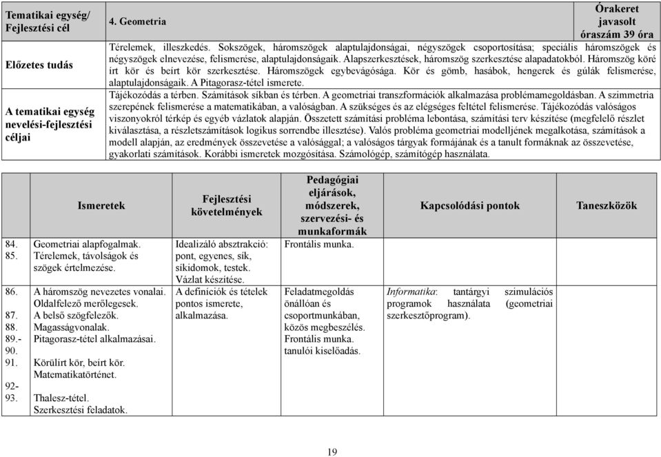 Alapszerkesztések, háromszög szerkesztése alapadatokból. Háromszög köré írt kör és beírt kör szerkesztése. Háromszögek egybevágósága.