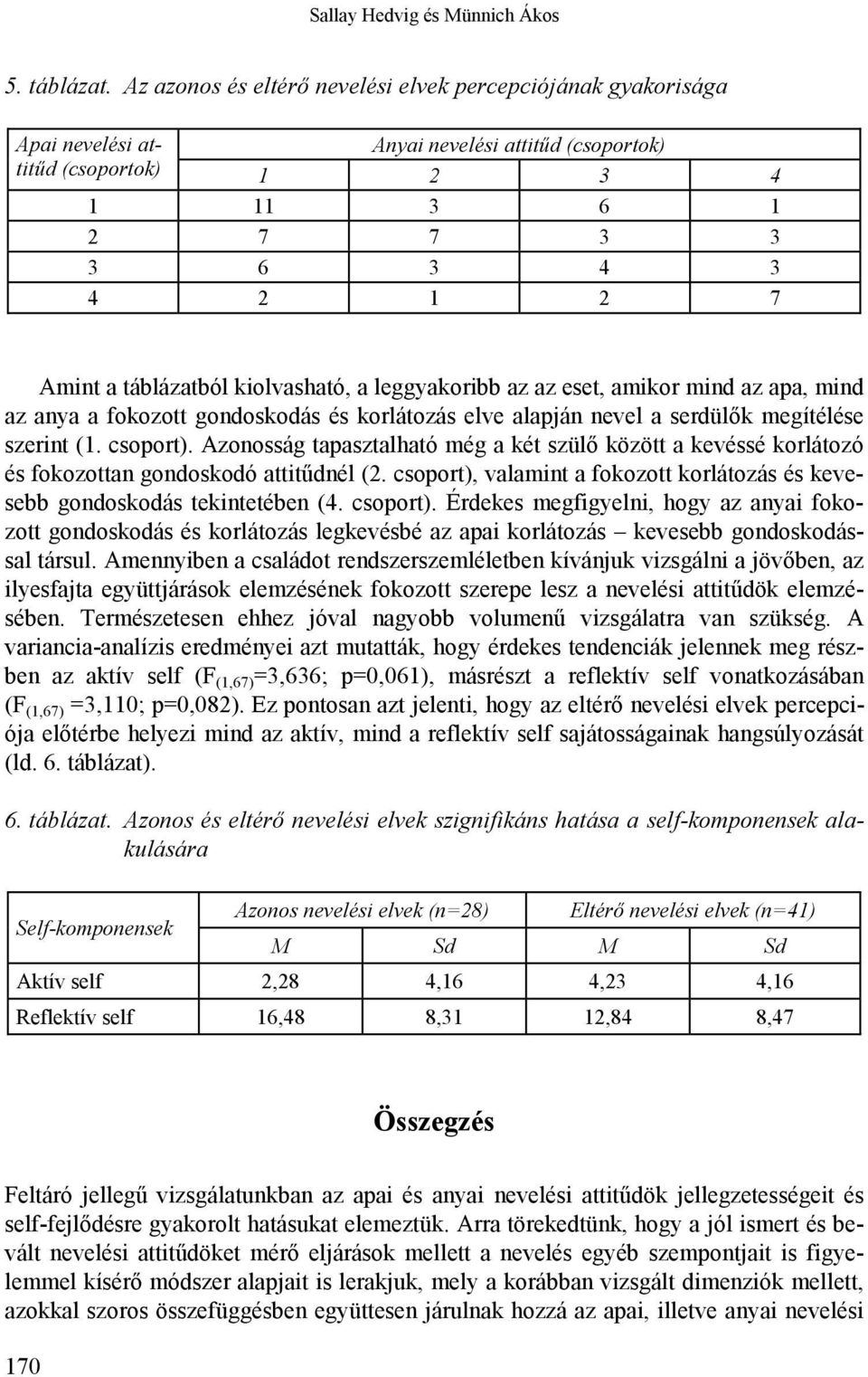 kiolvasható, a leggyakoribb az az eset, amikor mind az apa, mind az anya a fokozott gondoskodás és korlátozás elve alapján nevel a serdülők megítélése szerint (1. csoport).