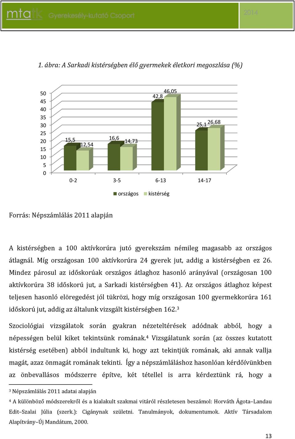 Mindez párosul az időskorúak országos átlaghoz hasonló arányával (országosan 100 aktívkorúra 38 időskorú jut, a Sarkadi kistérségben 41).