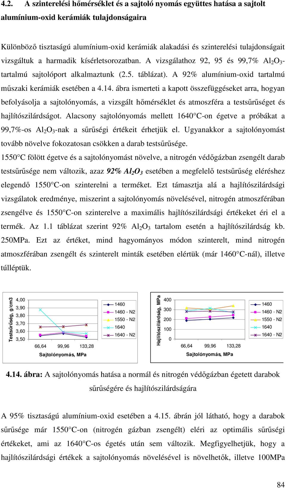 A 92% alumínium-oxid tartalmú mszaki kerámiák esetében a 4.14.