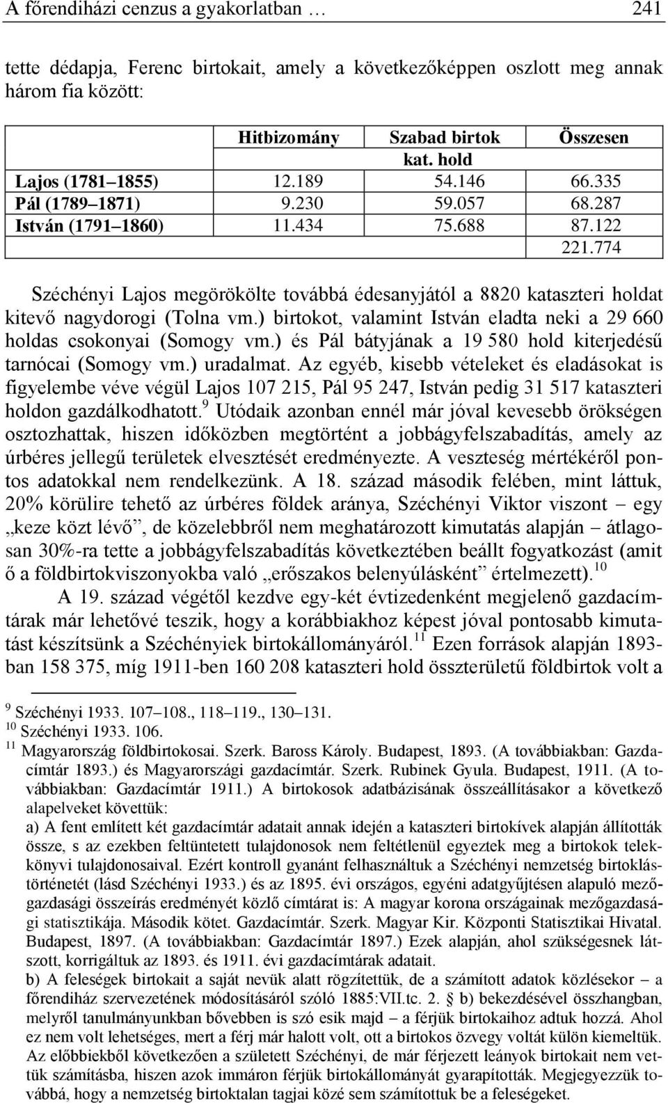 774 Széchényi Lajos megörökölte továbbá édesanyjától a 8820 kataszteri holdat kitevő nagydorogi (Tolna vm.) birtokot, valamint István eladta neki a 29 660 holdas csokonyai (Somogy vm.