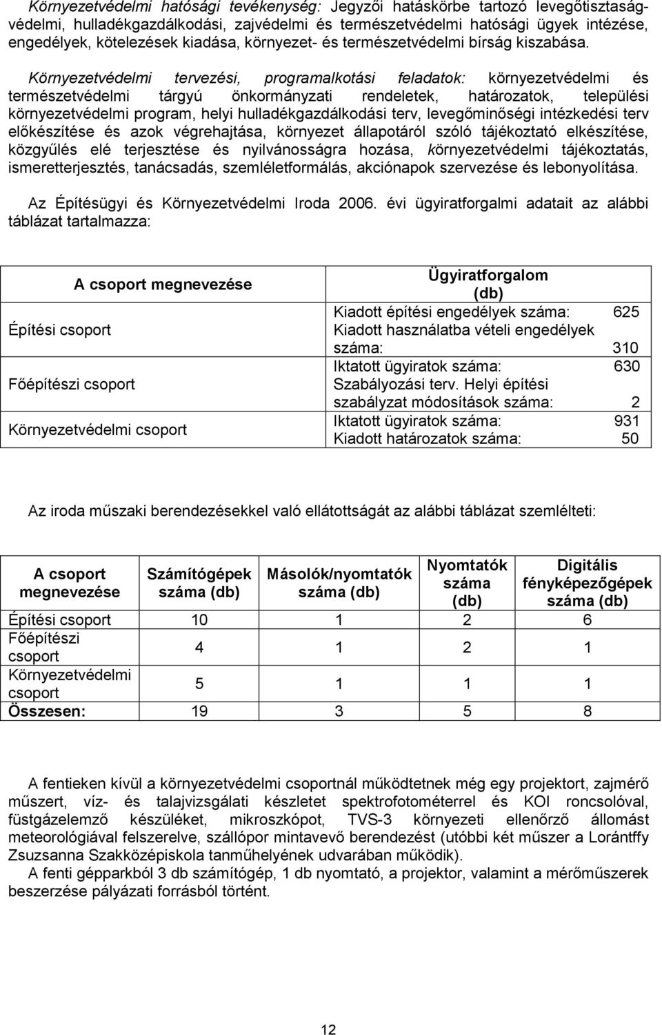 Környezetvédelmi tervezési, programalkotási feladatok: környezetvédelmi és természetvédelmi tárgyú önkormányzati rendeletek, határozatok, települési környezetvédelmi program, helyi