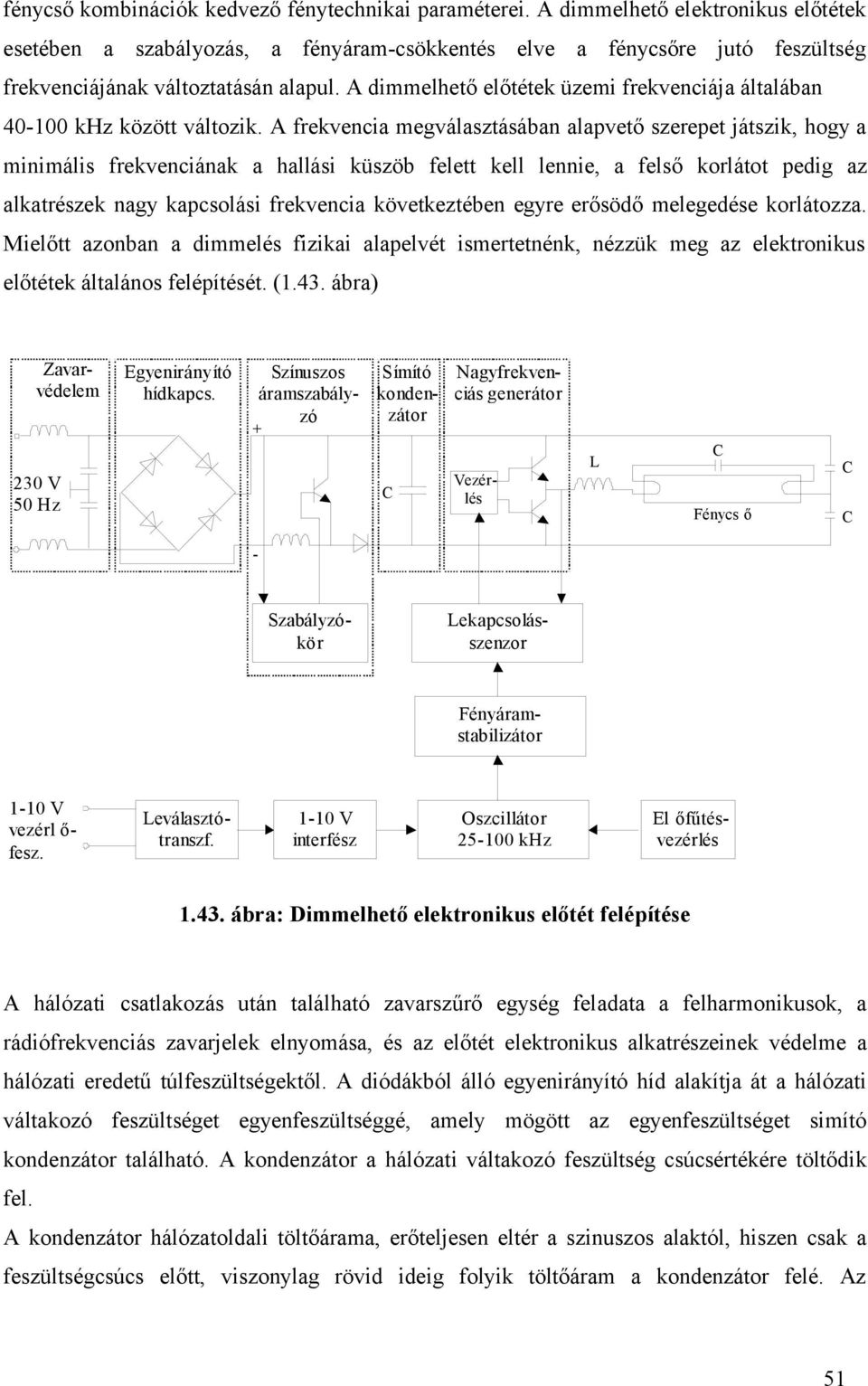 A dimmelhető előtétek üzemi frekvenciája általában 40-100 khz között változik.