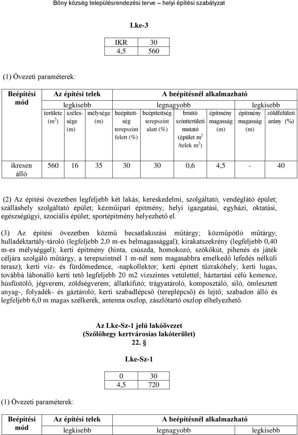 (3) Az építési övezetben közmű becsatlakozási műtárgy; közműpótló műtárgy; hulladéktartály-tároló (legfeljebb 2,0 m-es belgal); kirakatszekrény (legfeljebb 0,40 m-es mélységgel); kerti (hinta,