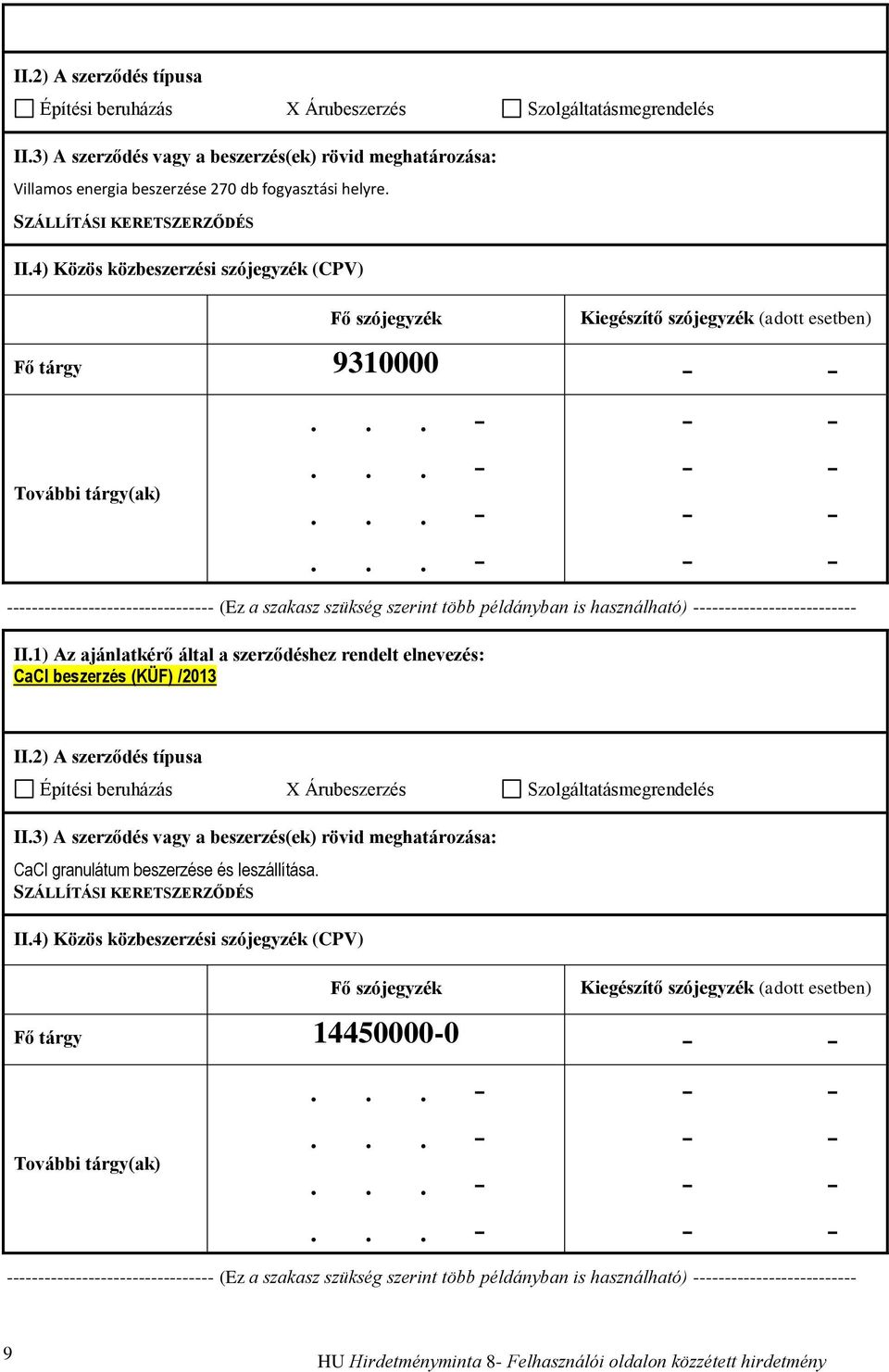 beszerzés (KÜF) /2013 CaCl granulátum beszerzése és