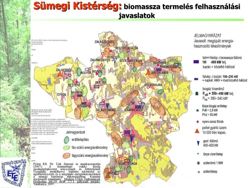 feltételeinek vizsgálata, modellterve, különös tekintettel az agrárkörnyezetre és a megújuló