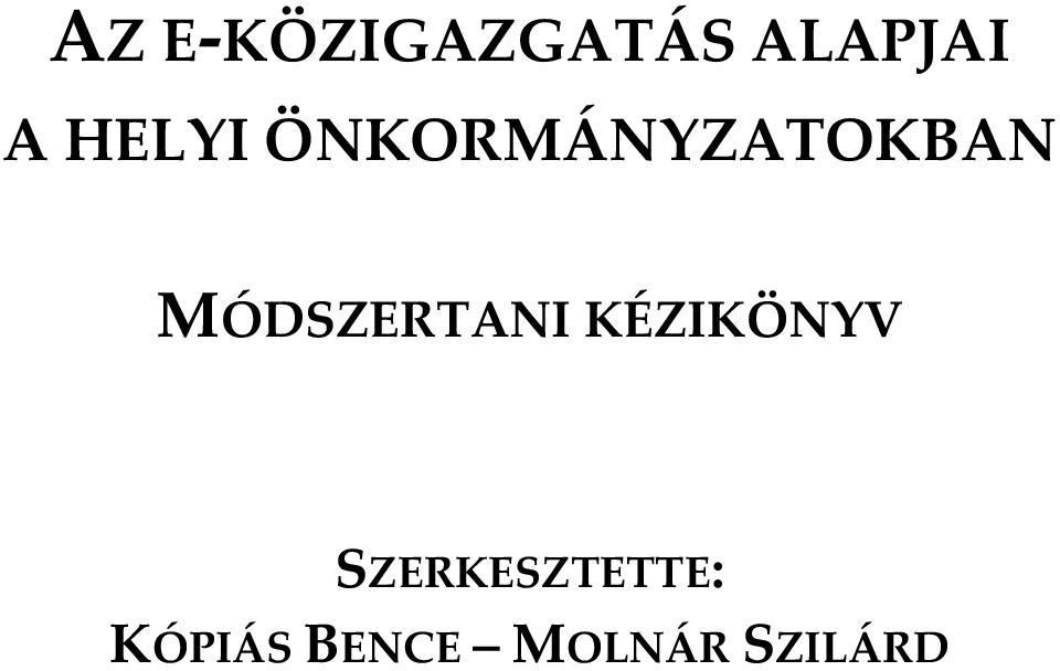 MÓDSZERTANI KÉZIKÖNYV