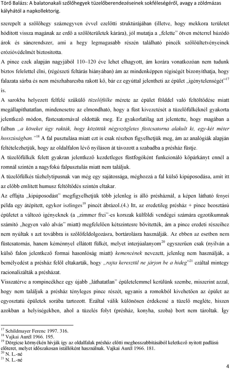 A pince ezek alapján nagyjából 110 120 éve lehet elhagyott, ám korára vonatkozóan nem tudunk biztos felelettel élni, (régészeti feltárás hiányában) ám az mindenképpen régiségét bizonyíthatja, hogy