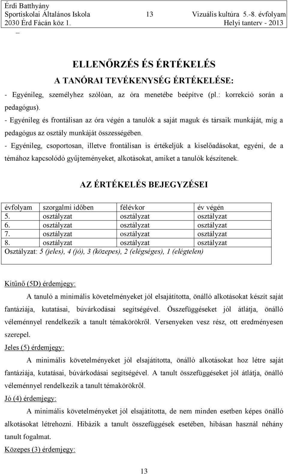 - Egyénileg, csoportosan, illetve frontálisan is értékeljük a kiselőadásokat, egyéni, de a témához kapcsolódó gyűjteményeket, alkotásokat, amiket a tanulók készítenek.