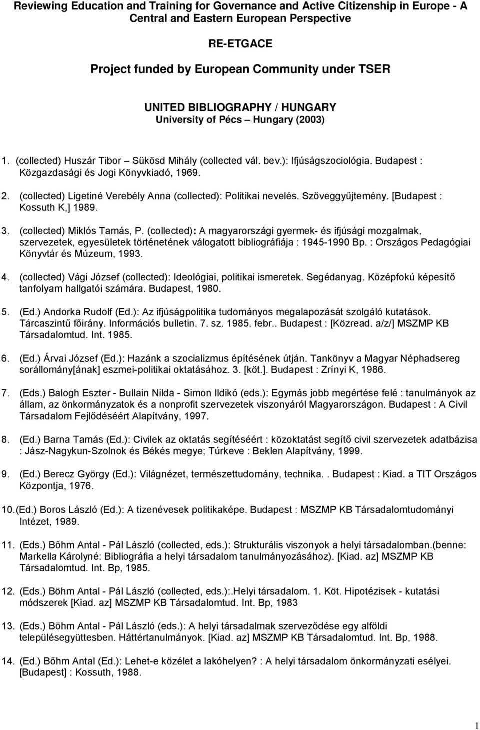 (collected) Ligetiné Verebély Anna (collected): Politikai nevelés. Szöveggyűjtemény. [Budapest : Kossuth K,] 1989. 3. (collected) Miklós Tamás, P.