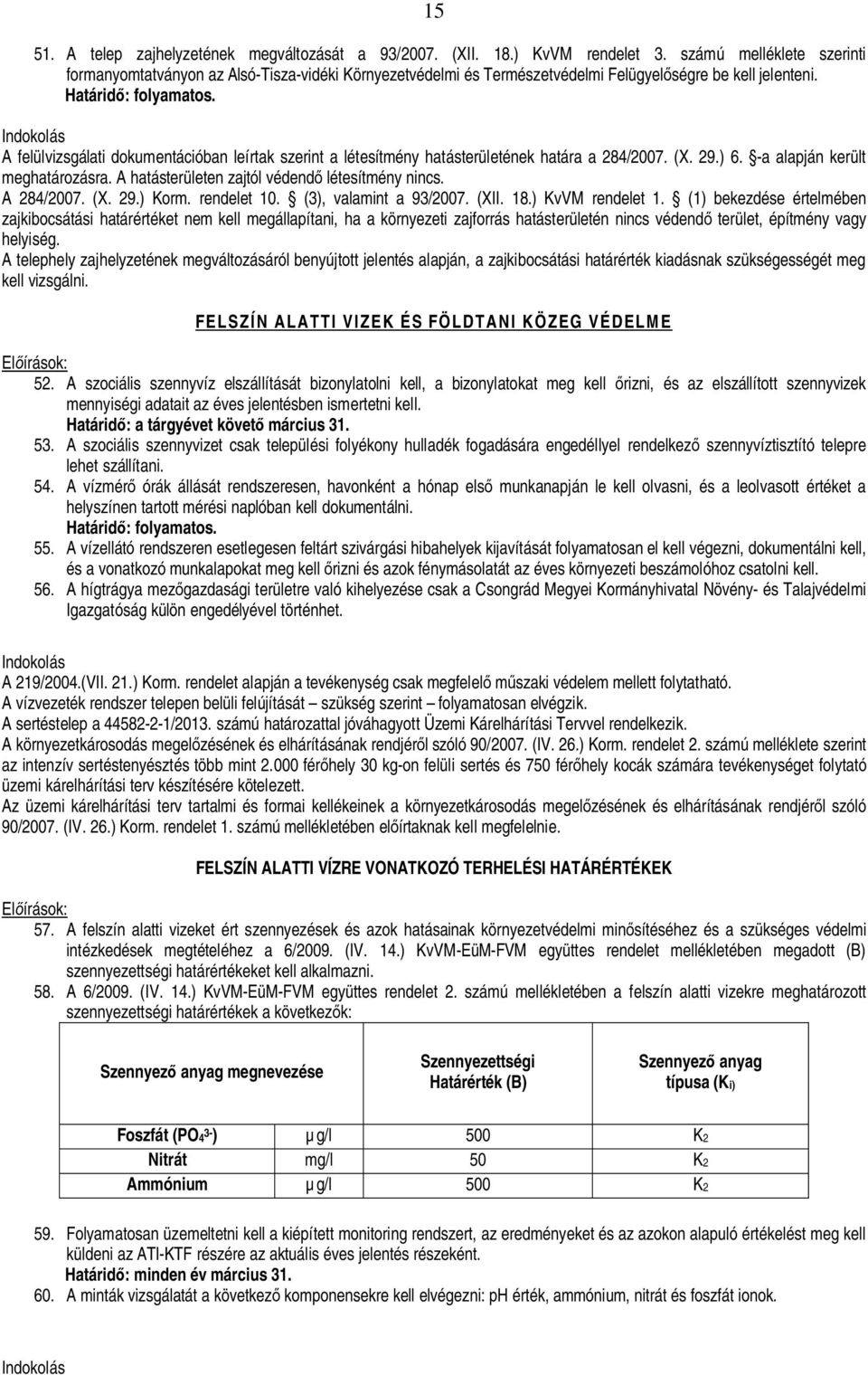 A felülvizsgálati dokumentációban leírtak szerint a létesítmény hatásterületének határa a 284/2007. (X. 29.) 6. -a alapján került meghatározásra. A hatásterületen zajtól védend létesítmény nincs.