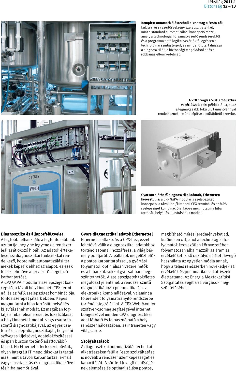folyamatvezérlő rendszerektől és a programozható logikai vezérlőktől egészen a technológiai szintig terjed, és mindenütt tartalmazza a diagnosztikát, a biztonsági megoldásokat és a robbanás elleni