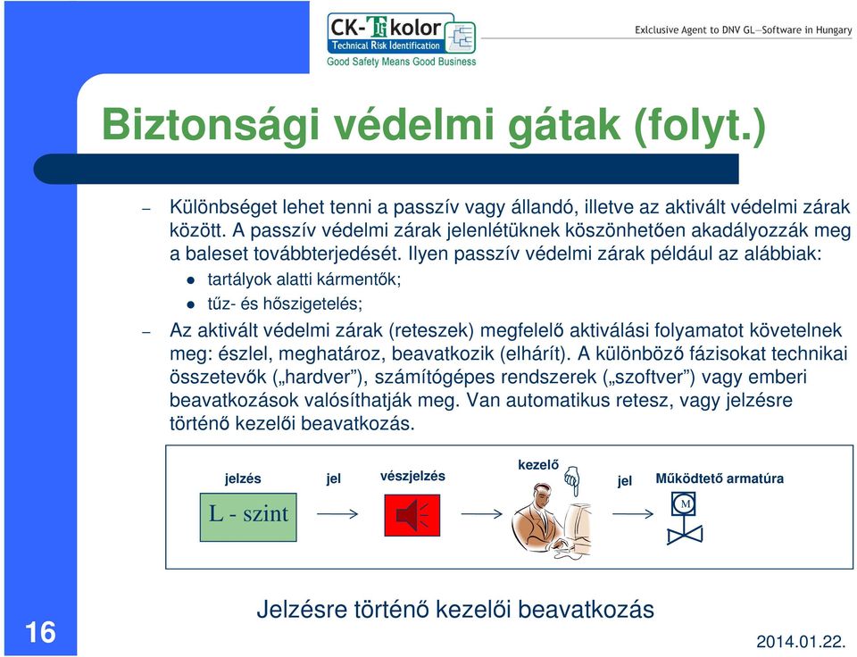 Ilyen passzív védelmi zárak például az alábbiak: tartályok alatti kármentők; tűz- és hőszigetelés; Az aktivált védelmi zárak (reteszek) megfelelő aktiválási folyamatot követelnek meg: