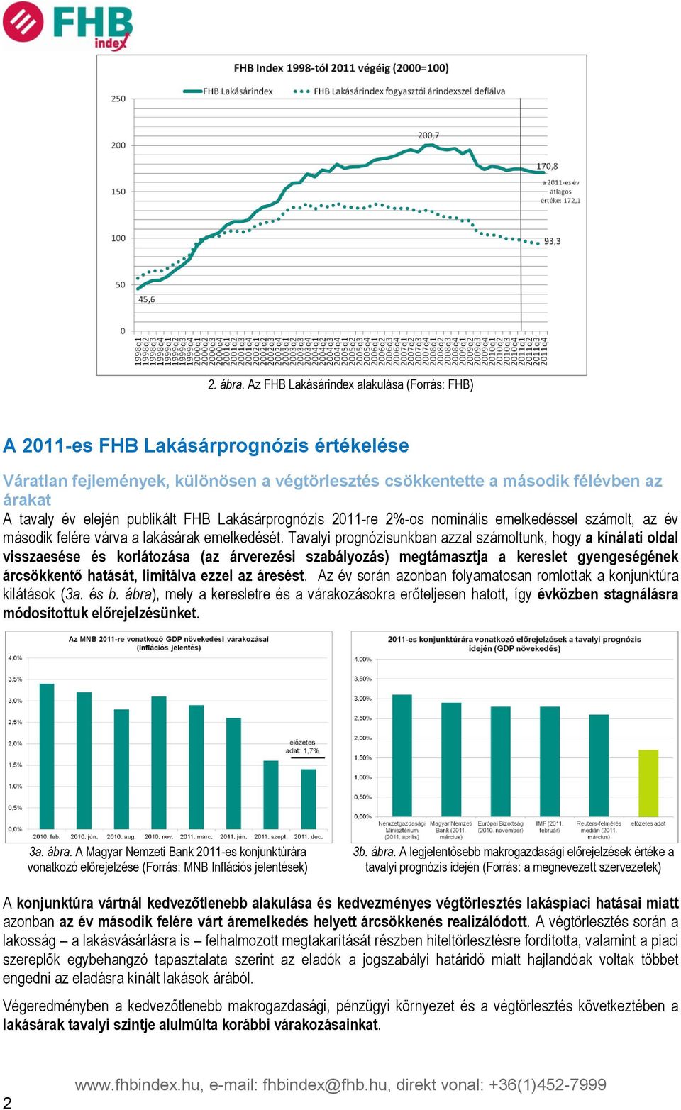 publikált FHB Lakásárprognózis 2011-re 2%-os nominális emelkedéssel számolt, az év második felére várva a lakásárak emelkedését.