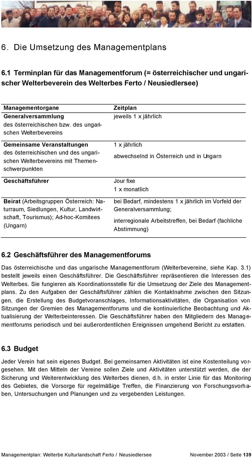 des ungarischen Welterbevereins Gemeinsame Veranstaltungen des österreichischen und des ungarischen Welterbevereins mit Themenschwerpunkten Geschäftsführer Beirat (Arbeitsgruppen Österreich: