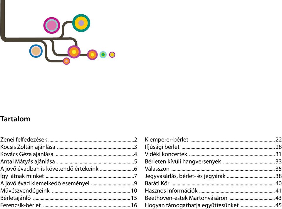 .. 15 Ferencsik-bérlet... 16 Klemperer-bérlet... 22 Ifjúsági bérlet... 28 Vidéki koncertek... 31 Bérleten kívüli hangversenyek.