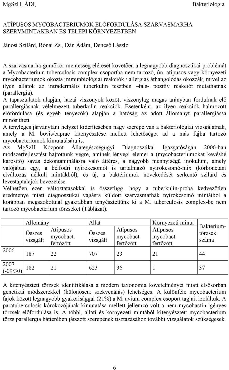 atípusos vagy környezeti mycobacteriumok okozta immunbiológiai reakciók / allergiás áthangolódás okozzák, mivel az ilyen állatok az intradermális tuberkulin tesztben fals- pozitív reakciót