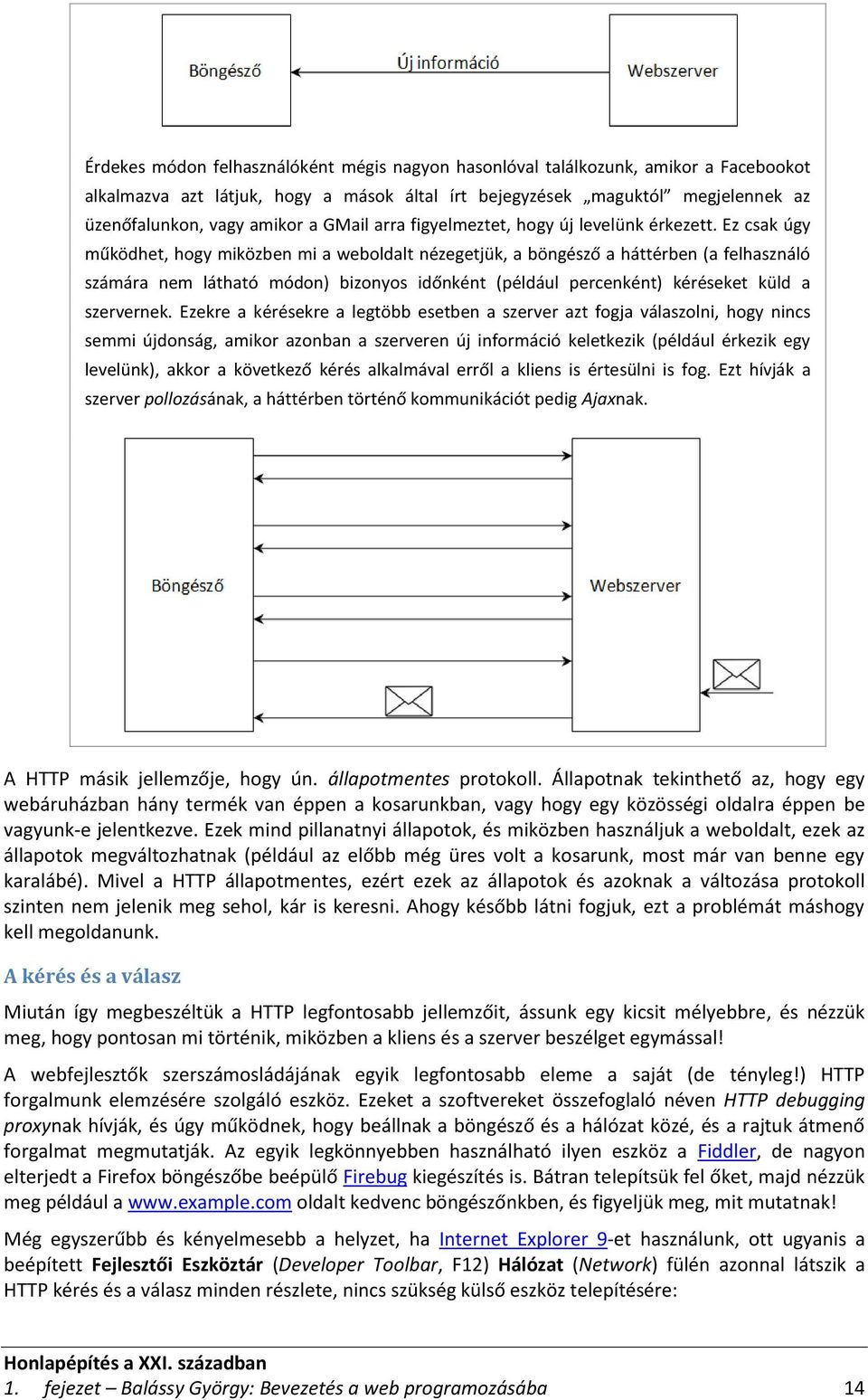 Ez csak úgy működhet, hogy miközben mi a weboldalt nézegetjük, a böngésző a háttérben (a felhasználó számára nem látható módon) bizonyos időnként (például percenként) kéréseket küld a szervernek.