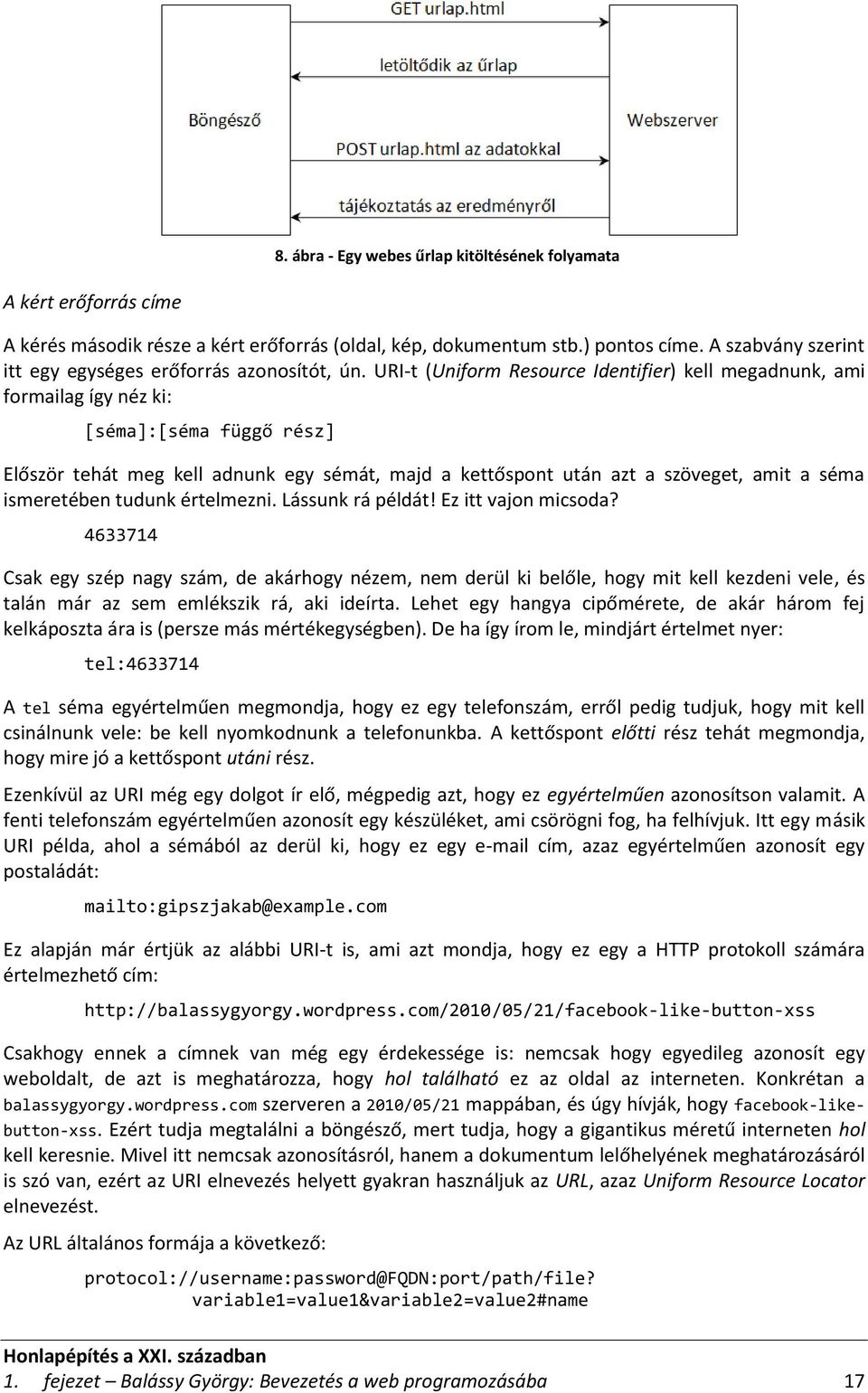 URI-t (Uniform Resource Identifier) kell megadnunk, ami formailag így néz ki: [séma]:[séma függő rész] Először tehát meg kell adnunk egy sémát, majd a kettőspont után azt a szöveget, amit a séma