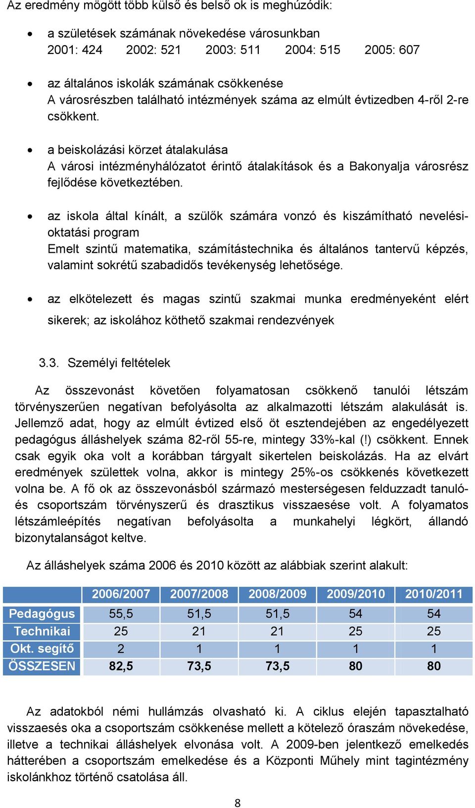 a beiskolázási körzet átalakulása A városi intézményhálózatot érintő átalakítások és a Bakonyalja városrész fejlődése következtében.