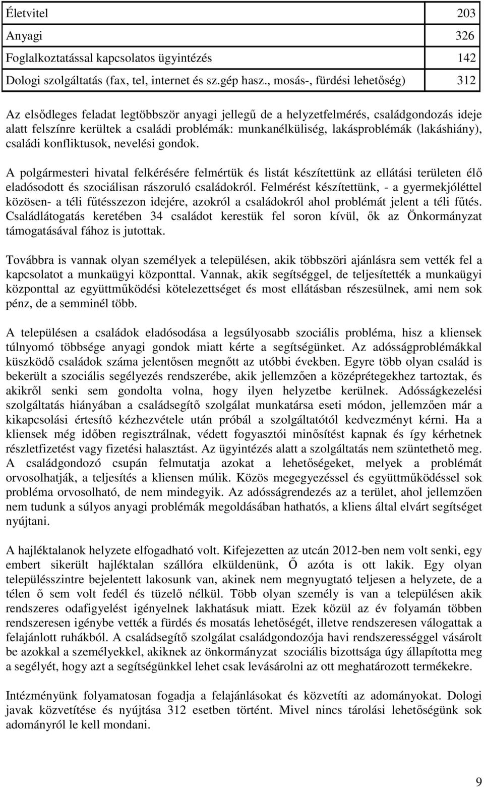 lakásproblémák (lakáshiány), családi konfliktusok, nevelési gondok.