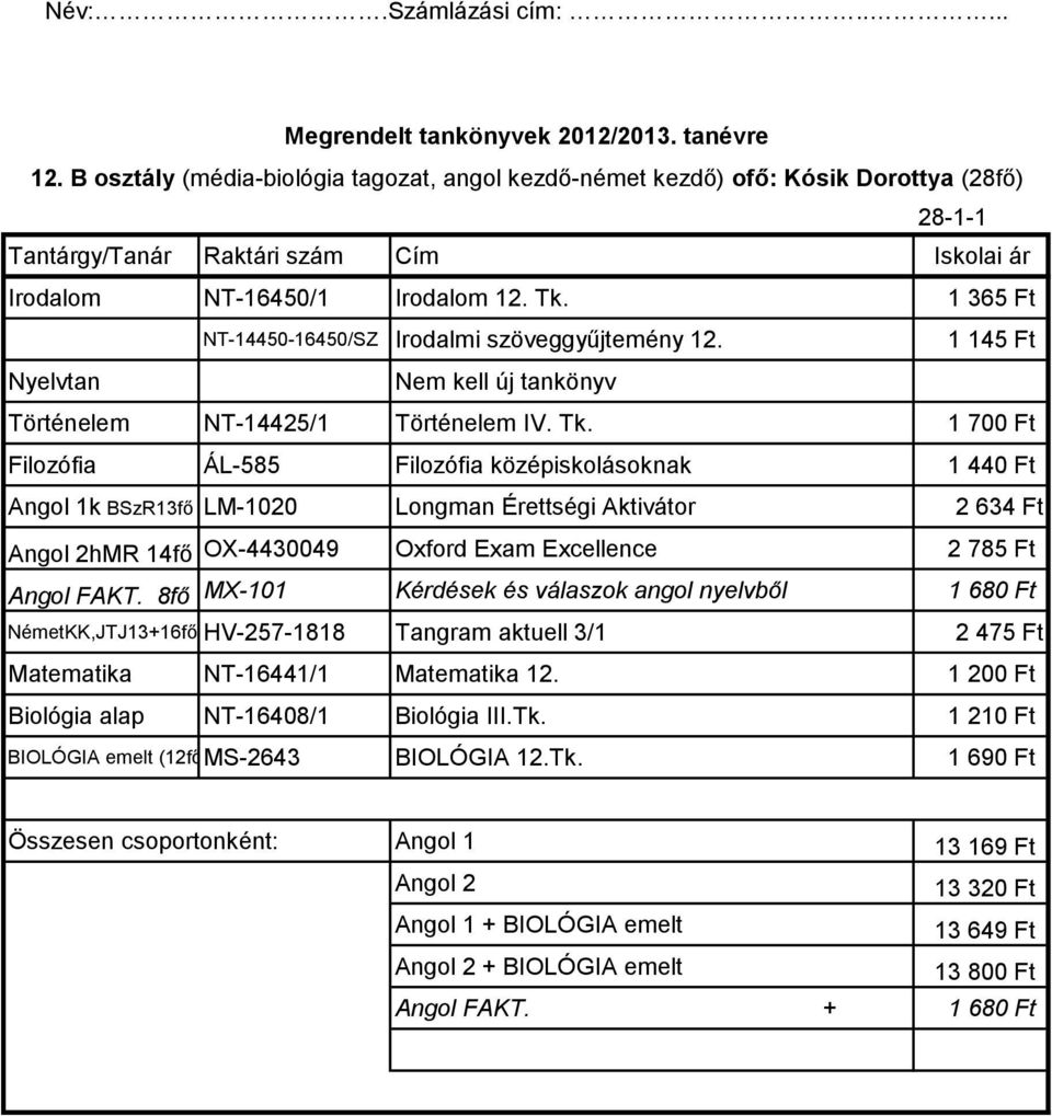 1 700 Ft Filozófia ÁL-585 Filozófia középiskolásoknak 1 440 Ft Angol 1k BSzR13fő LM-1020 Longman Érettségi Aktivátor 2 634 Ft Angol 2hMR 14fő OX-4430049 Oxford Exam Excellence 2 785 Ft Angol FAKT.