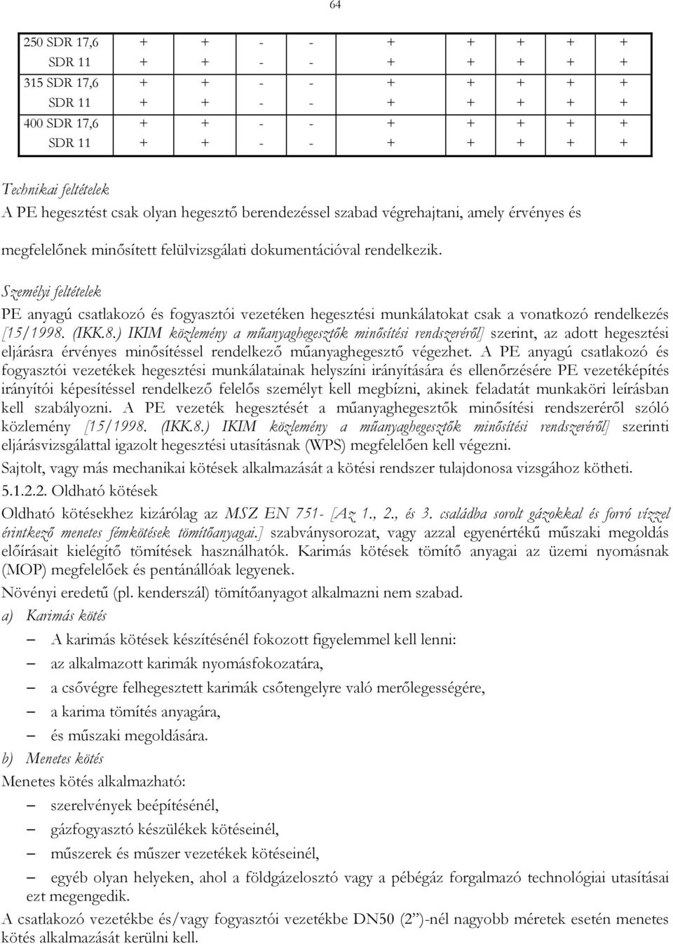 (IKK.8.) IKIM közlemény a műanyaghegesztők minősítési rendszeréről] szerint, az adott hegesztési eljárásra érvényes minősítéssel rendelkező műanyaghegesztő végezhet.