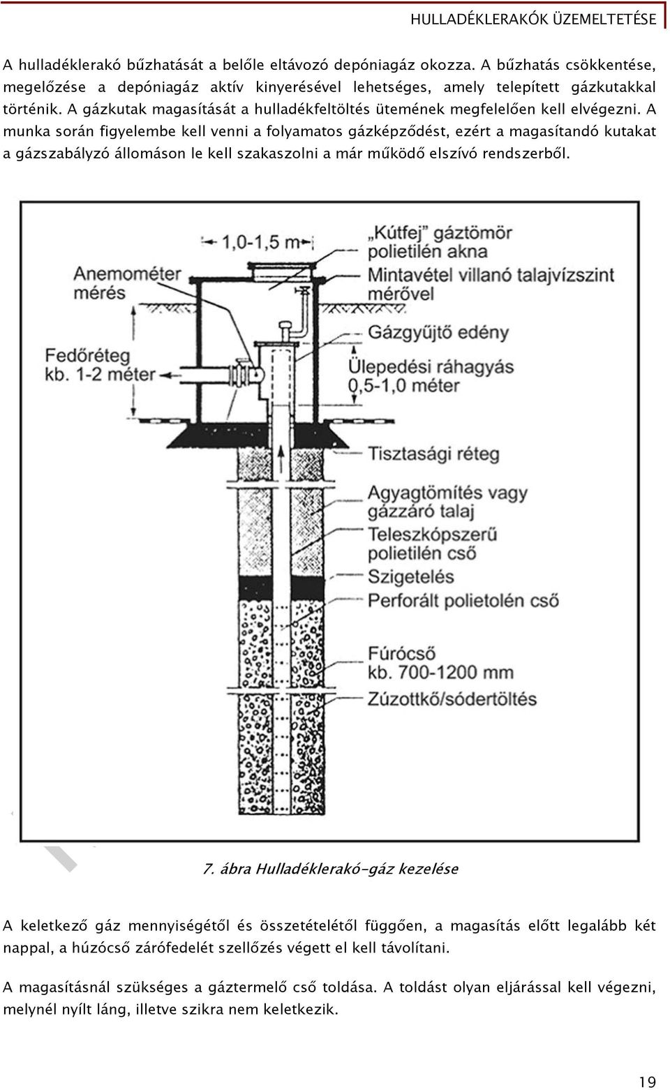 A munka során figyelembe kell venni a folyamatos gázképződést, ezért a magasítandó kutakat a gázszabályzó állomáson le kell szakaszolni a már működő elszívó rendszerből. 7.