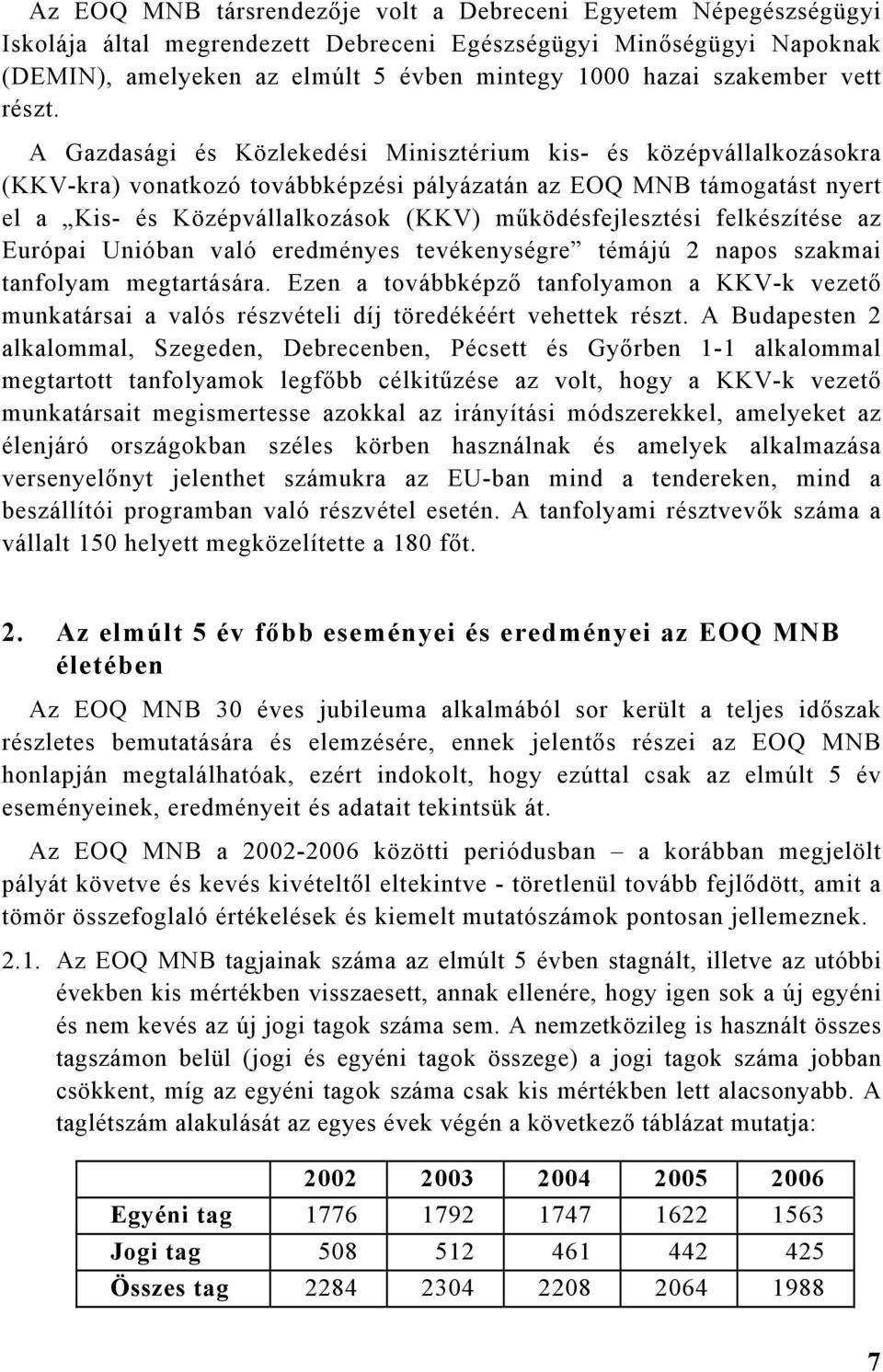 A Gazdasági és Közlekedési Minisztérium kis- és középvállalkozásokra (KKV-kra) vonatkozó továbbképzési pályázatán az EOQ támogatást nyert el a Kis- és Középvállalkozások (KKV) működésfejlesztési